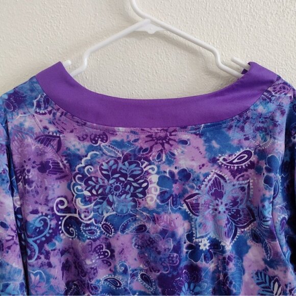 Vintage Collections Etc Long Purple Blue Paisley Zip Robe Housecoat Womens M - Picture 5 of 10